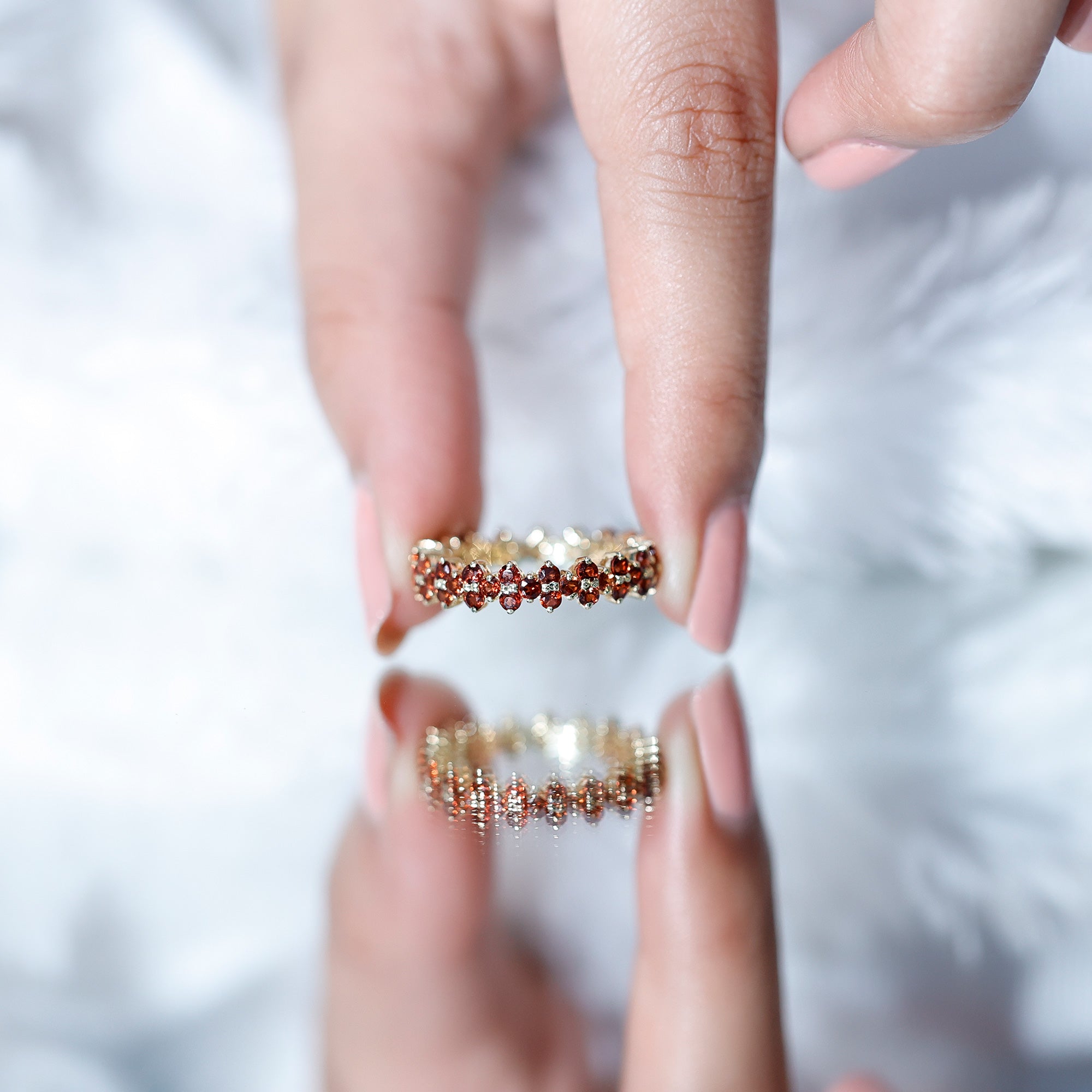 Natural Garnet Eternity Band for Anniversary AAA - Rosec Jewels