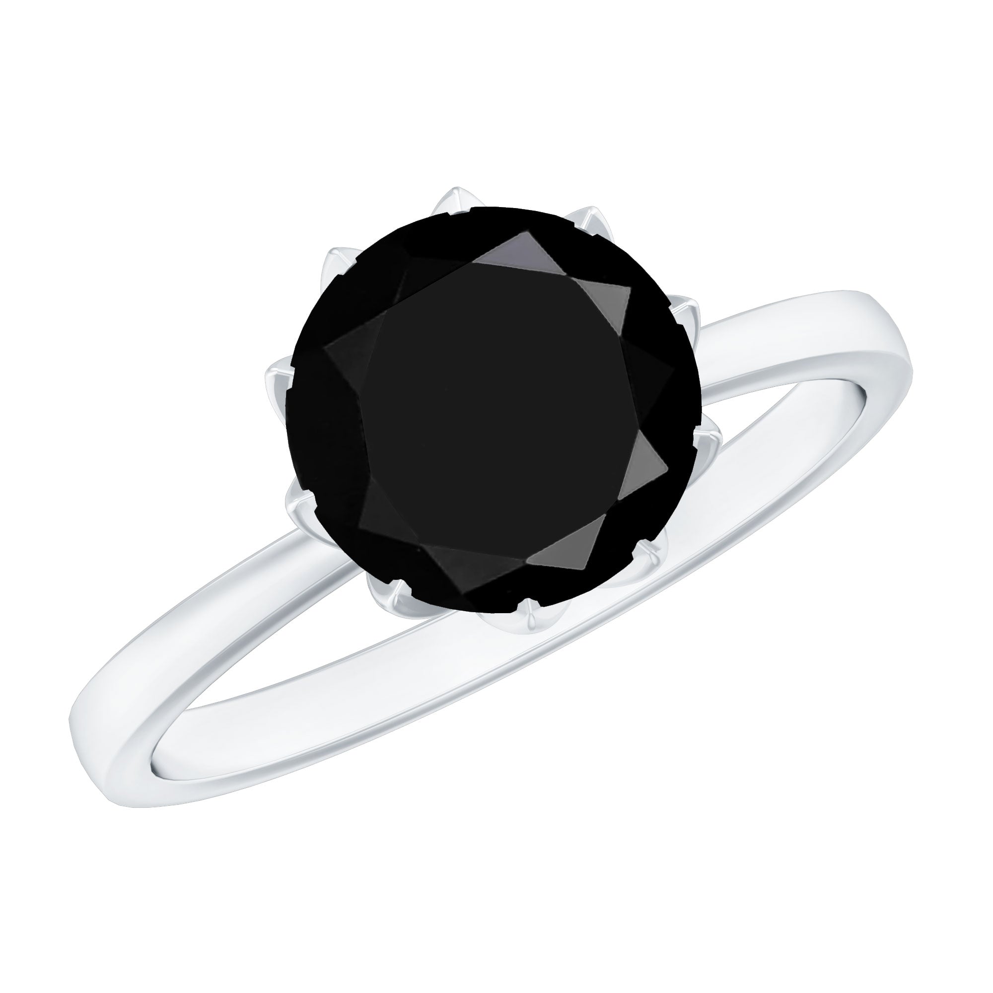 Rosec Jewels-Natural 2.68 Carat Black Spinel Solitaire Engagement Ring