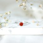 0.75 Carat Round Fire Opal Solitaire Ring in Lotus Basket Setting AAA - Rosec Jewels