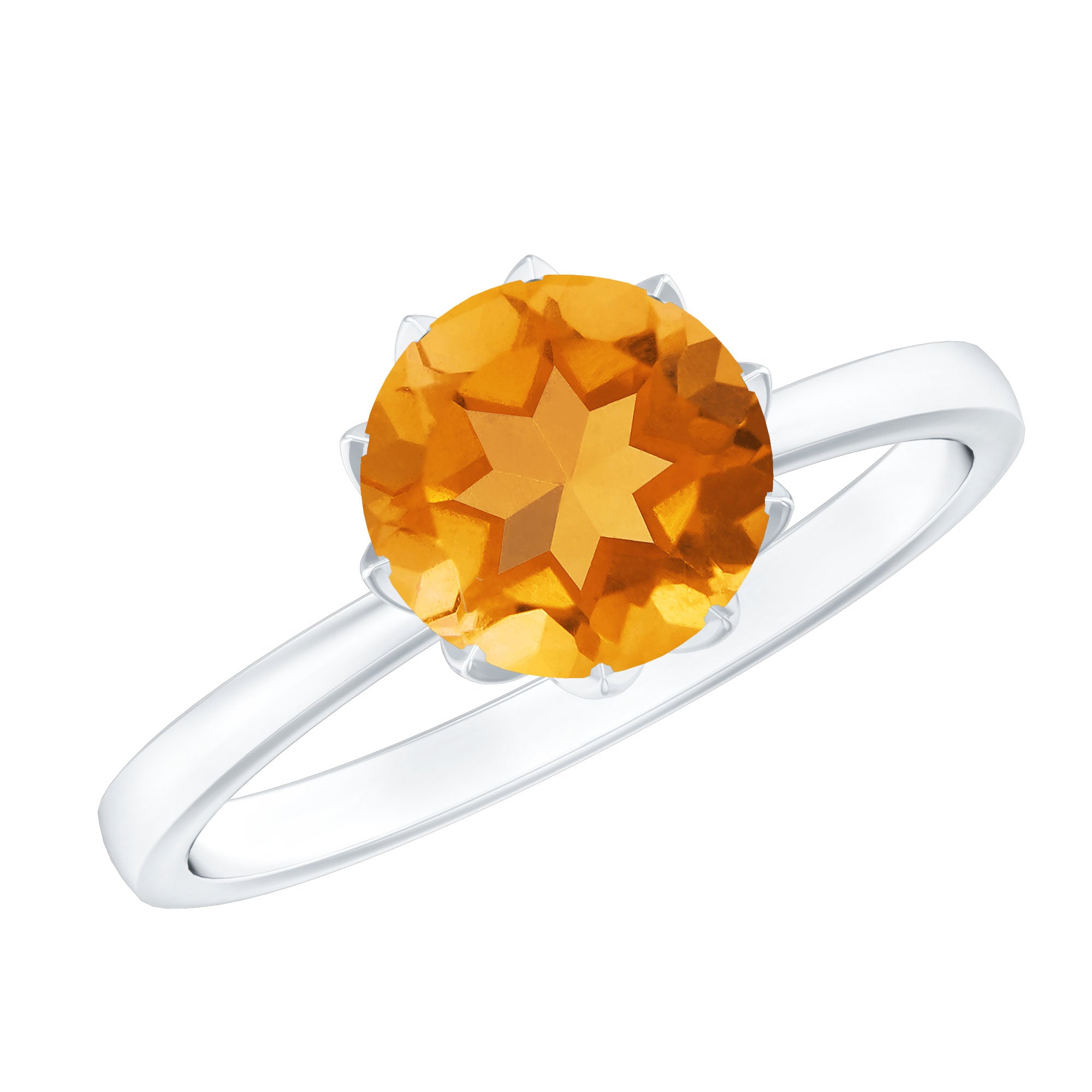 1.25 CT Real Citrine Solitaire Ring in Lotus Basket Setting