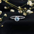 6MM Round Cut Aquamarine Solitaire Engagement Ring AAA - Rosec Jewels