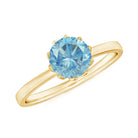 6MM Round Cut Aquamarine Solitaire Engagement Ring AAA - Rosec Jewels
