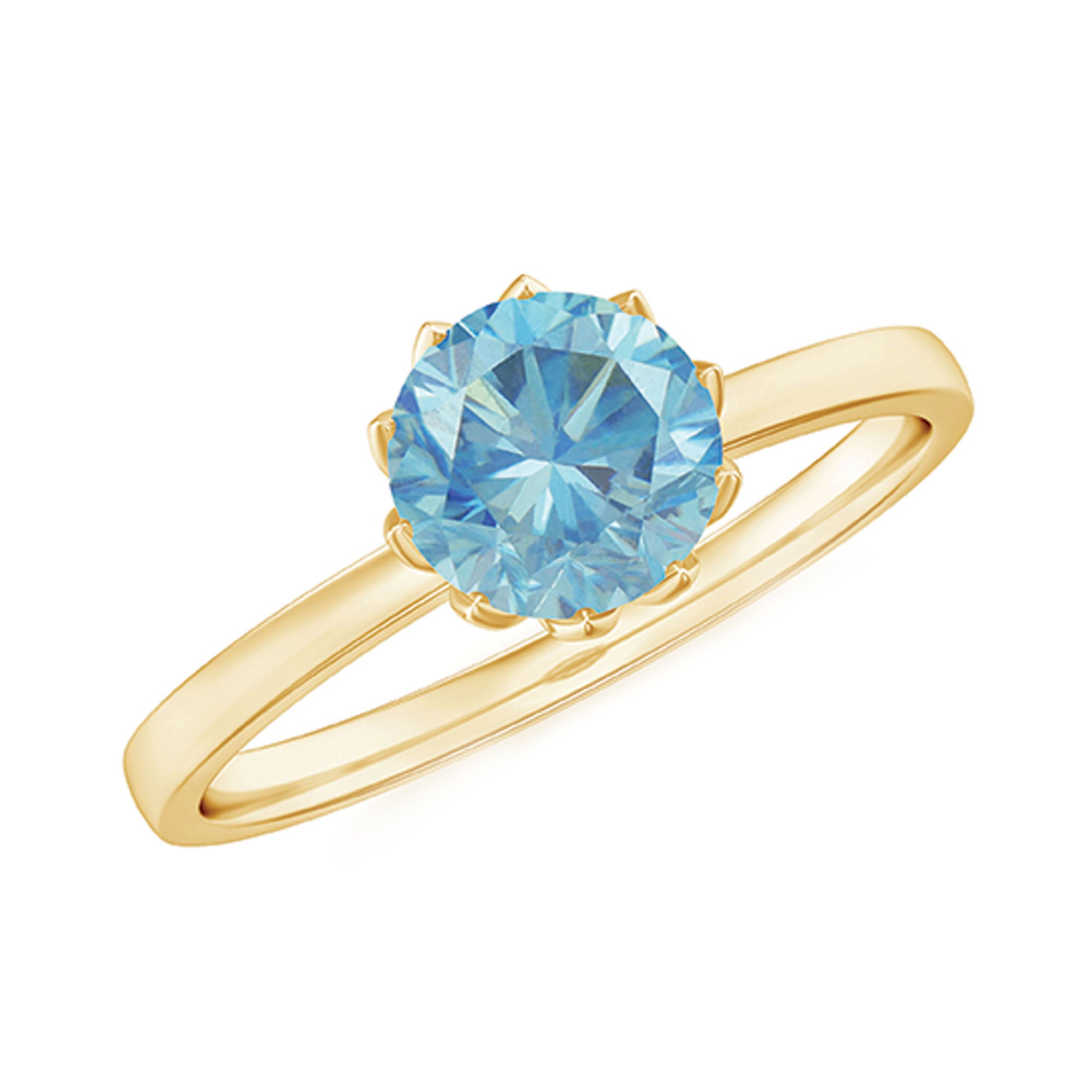 6MM Round Cut Aquamarine Solitaire Engagement Ring AAA - Rosec Jewels