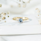 6MM Round Cut Aquamarine Solitaire Engagement Ring AAA - Rosec Jewels