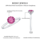 1.2 Carat Natural Pink Tourmaline Solitaire Ring in Lotus Basket Setting AAA - Rosec Jewels