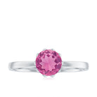 1.2 Carat Natural Pink Tourmaline Solitaire Ring in Lotus Basket Setting AAA - Rosec Jewels