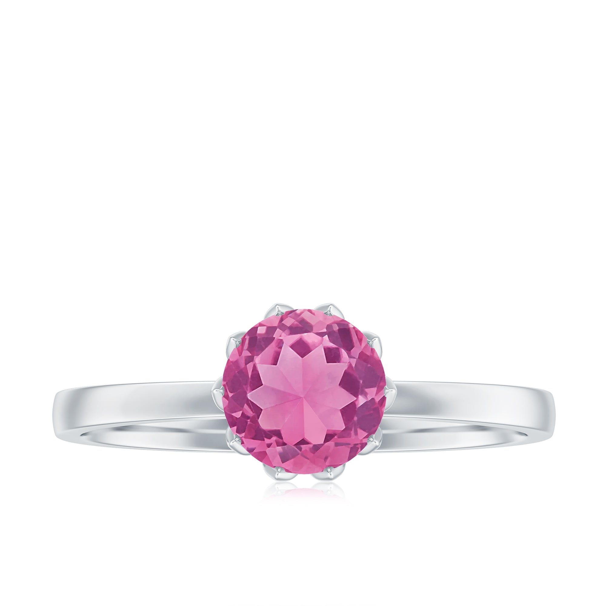 1.2 Carat Natural Pink Tourmaline Solitaire Ring in Lotus Basket Setting AAA - Rosec Jewels