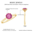 1.2 Carat Natural Pink Tourmaline Solitaire Ring in Lotus Basket Setting AAA - Rosec Jewels