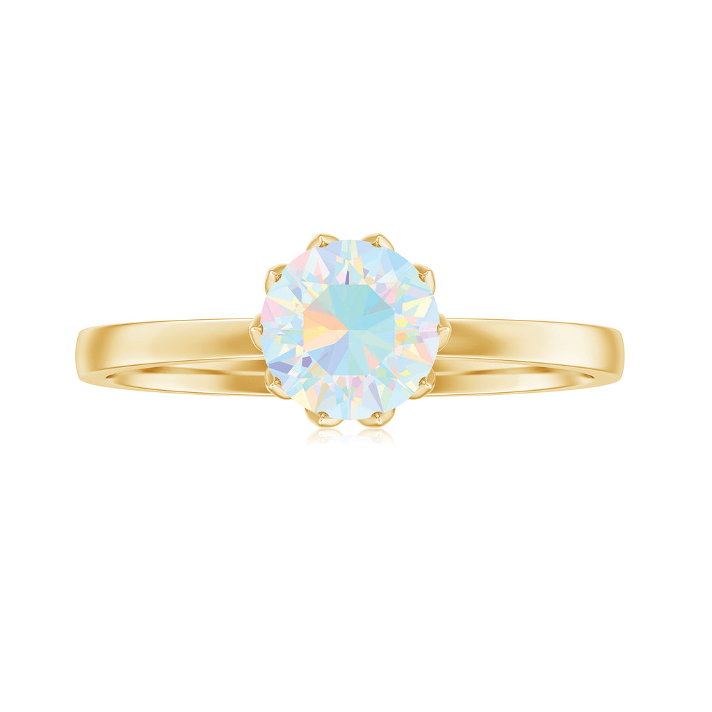 3/4 CT Ethiopian Opal Solitaire Ring in Lotus Basket Setting Ethiopian Opal - ( AAA ) - Quality - Rosec Jewels
