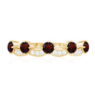 Natural Garnet Diamond Half Eternity Ring for Anniversary AAA - Rosec Jewels