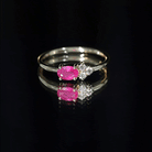East West Style 0.6 Carat Oval Ruby Promise Ring with Diamond Trio AAA - Rosec Jewels