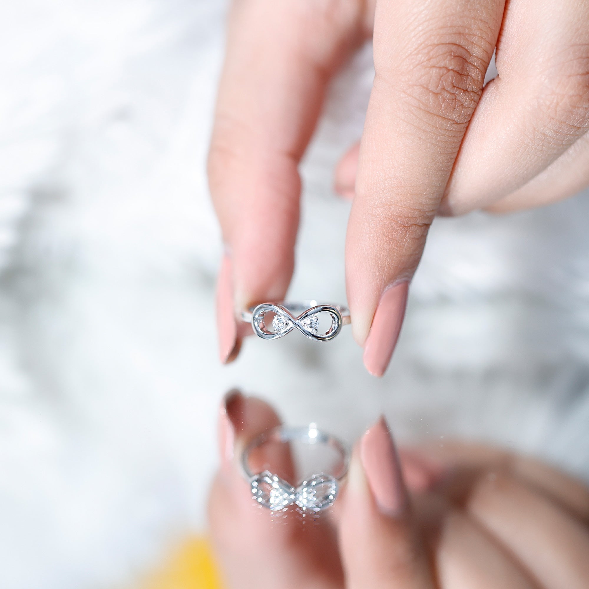 Minimalist Moissanite Infinity Promise Ring D-VS1 - Rosec Jewels