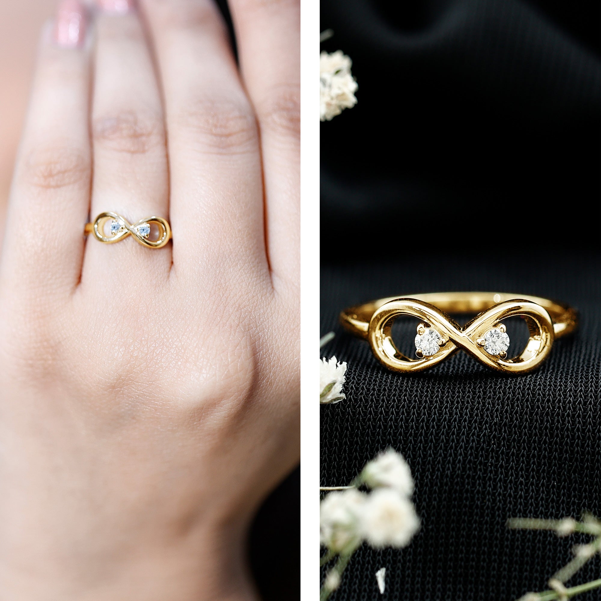 Minimalist Moissanite Infinity Promise Ring D-VS1 - Rosec Jewels
