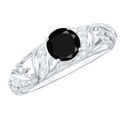 Rosec Jewels-Vintage Looking Black Spinel Engagement Ring with Diamond