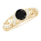 Rosec Jewels-Vintage Looking Black Spinel Engagement Ring with Diamond
