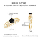 Rosec Jewels-Vintage Looking Black Spinel Engagement Ring with Diamond