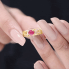 Vintage Style 0.6 Carat Ruby Engagement Ring with Diamond AAA - Rosec Jewels