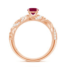 Vintage Style 0.6 Carat Ruby Engagement Ring with Diamond AAA - Rosec Jewels