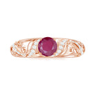 Vintage Style 0.6 Carat Ruby Engagement Ring with Diamond AAA - Rosec Jewels