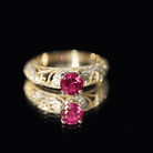 Lab Created Ruby and Diamond Vintage Inspired Engagement Ring AAAA - Rosec Jewels