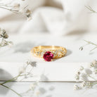 Lab Created Ruby and Diamond Vintage Inspired Engagement Ring AAAA - Rosec Jewels