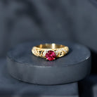 Lab Created Ruby and Diamond Vintage Inspired Engagement Ring AAAA - Rosec Jewels