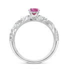 0.4 Carat Vintage Style Pink Tourmaline Engagement Ring with Diamond AAA - Rosec Jewels