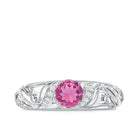 0.4 Carat Vintage Style Pink Tourmaline Engagement Ring with Diamond AAA - Rosec Jewels
