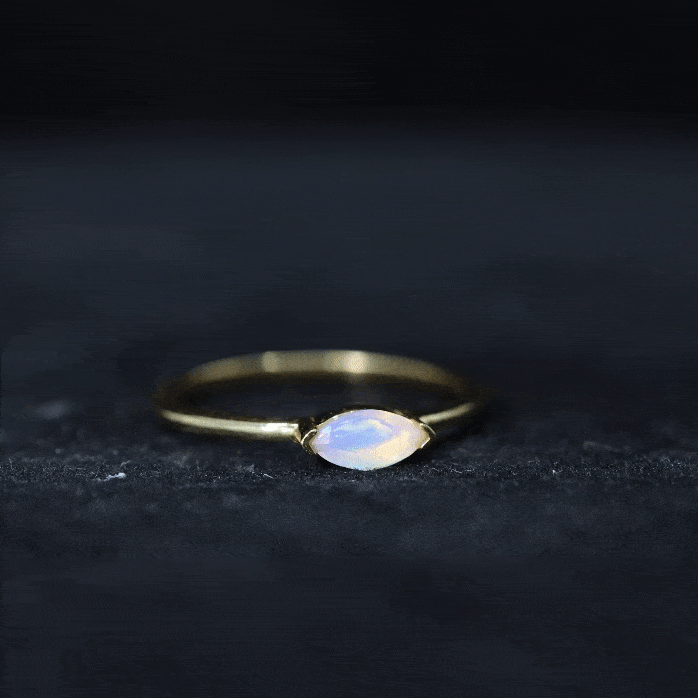 Rosec Jewels-Marquise Cut Solitaire Ethiopian Opal East West Promise Ring