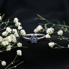 Rosec Jewels-1 CT Round Shape Blue Sapphire Cluster Flower Ring