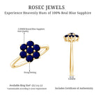 Rosec Jewels-1 CT Round Shape Blue Sapphire Cluster Flower Ring