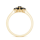 Rosec Jewels-Natural Black Spinel Flower Engagement Ring with Certificate