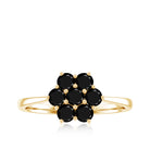 Rosec Jewels-Natural Black Spinel Flower Engagement Ring with Certificate
