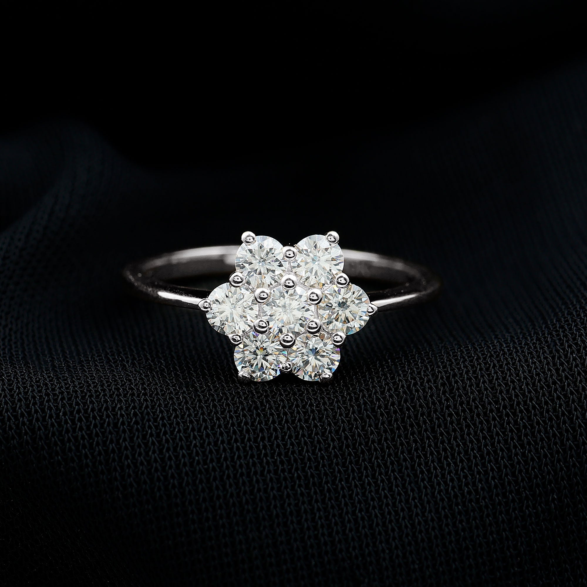 Rosec Jewels-Natural Diamond Flower Cluster Engagement Ring for Women