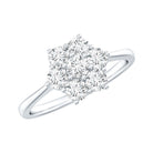 Rosec Jewels-Round Shape Moissanite Cluster Flower Engagement Ring