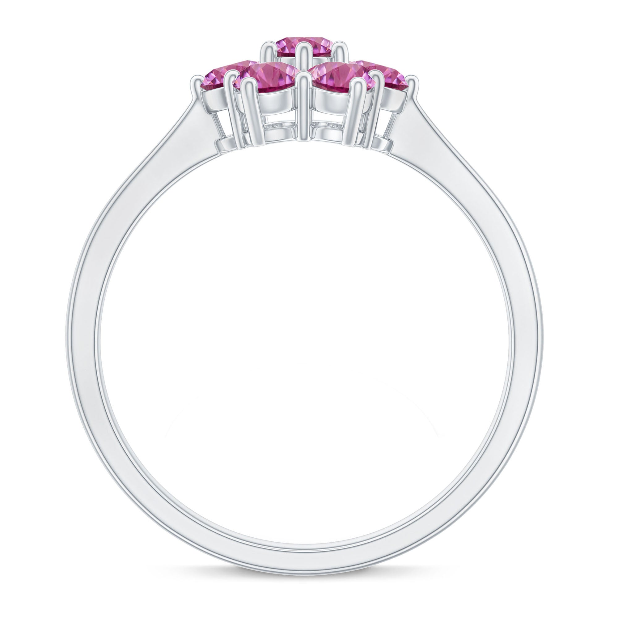 Rosec Jewels-Round Shape Pink Tourmaline Flower Engagement Ring
