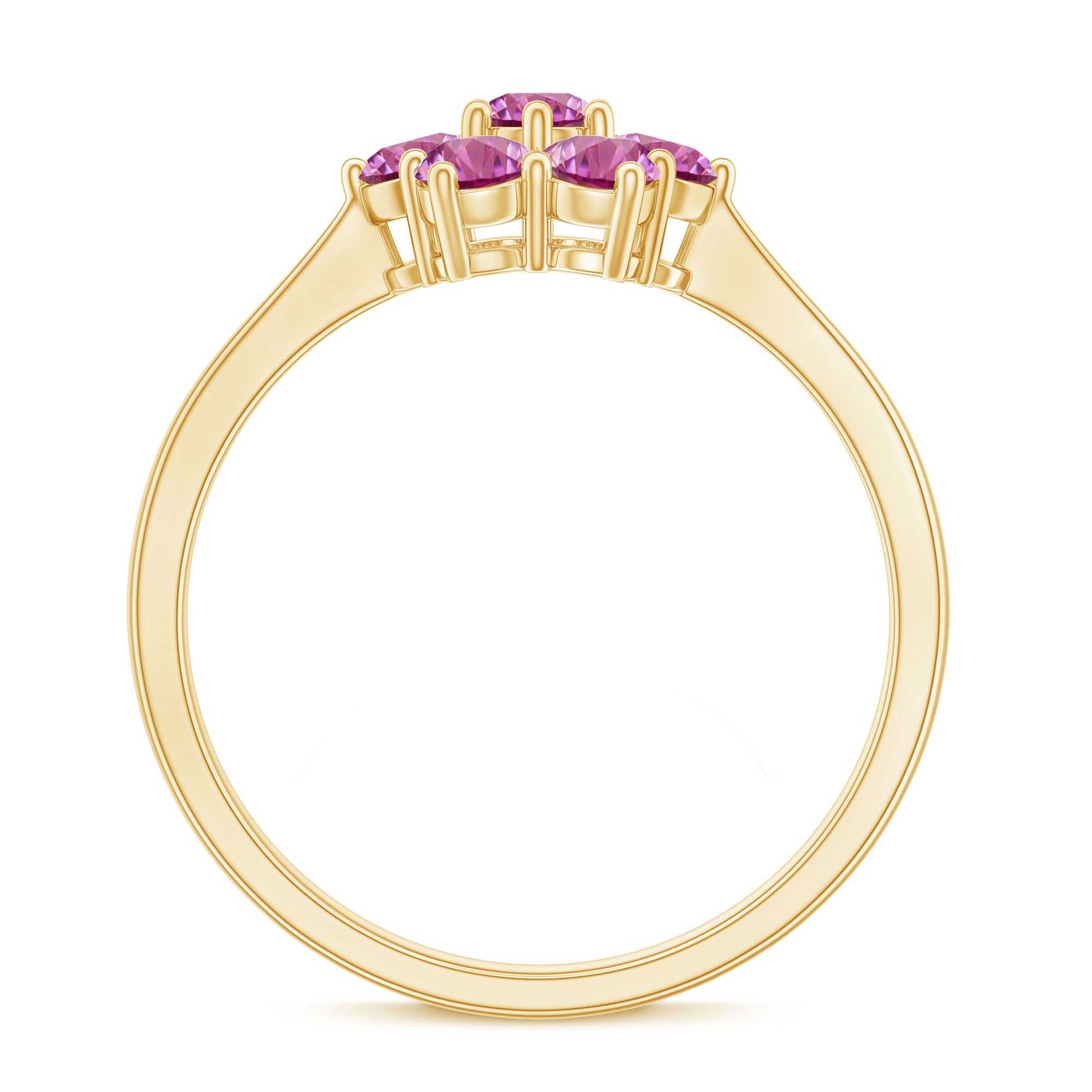 Round Shape Pink Tourmaline Flower Engagement Ring AAA - Rosec Jewels