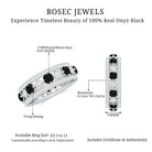 Antique Looking Black Onyx and Moissanite Wide Wedding Band AAA - Rosec Jewels