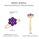 Rosec Jewels-3/4 CT Round Shape Amethyst Cluster Flower Ring