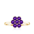 Rosec Jewels-3/4 CT Round Shape Amethyst Cluster Flower Ring