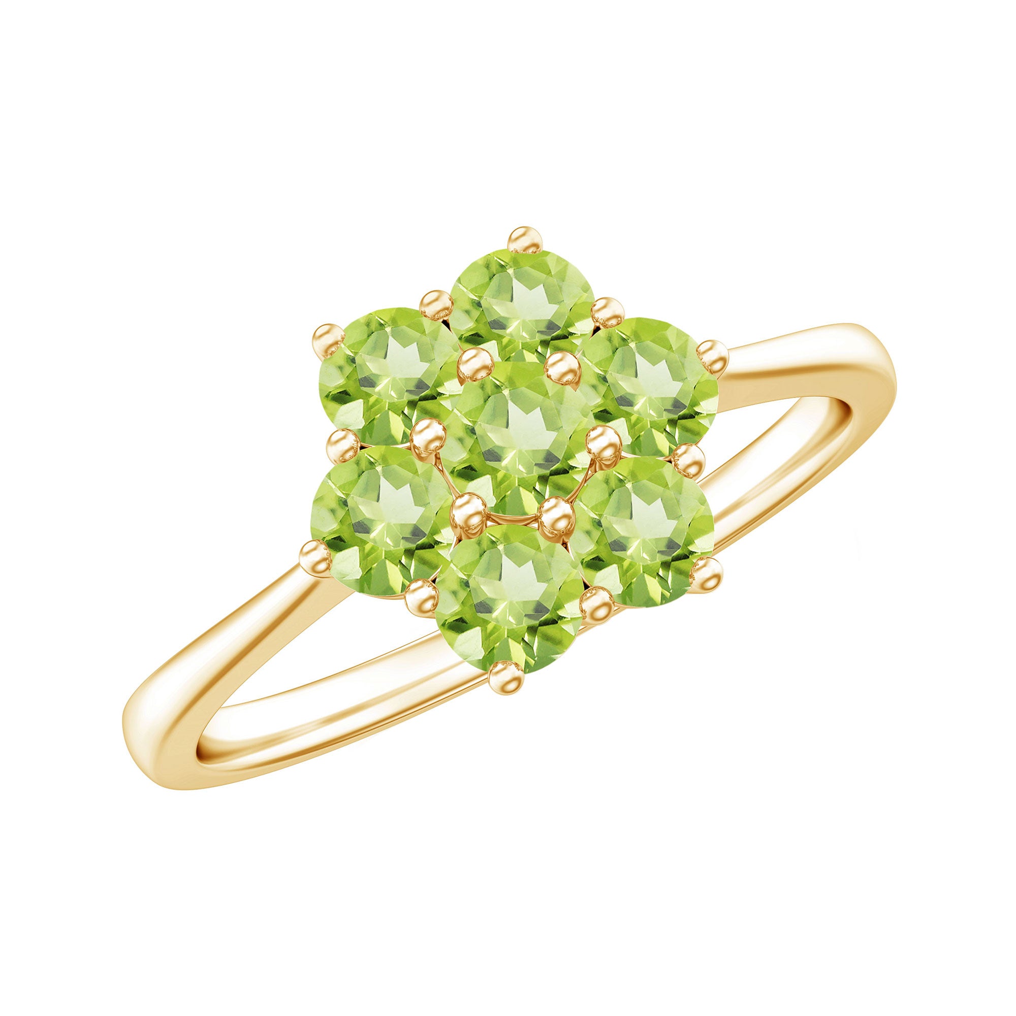 Rosec Jewels-Natural Peridot Flower Cluster Engagement Ring