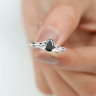 5X7 MM Pear Black Onyx Solitaire Celtic Ring with Diamond Black Onyx - ( AAA ) - Quality - Rosec Jewels