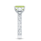 Vintage Style 1.8 Carat Peridot Emerald Cut Engagement Ring with Moissanite AAA - Rosec Jewels
