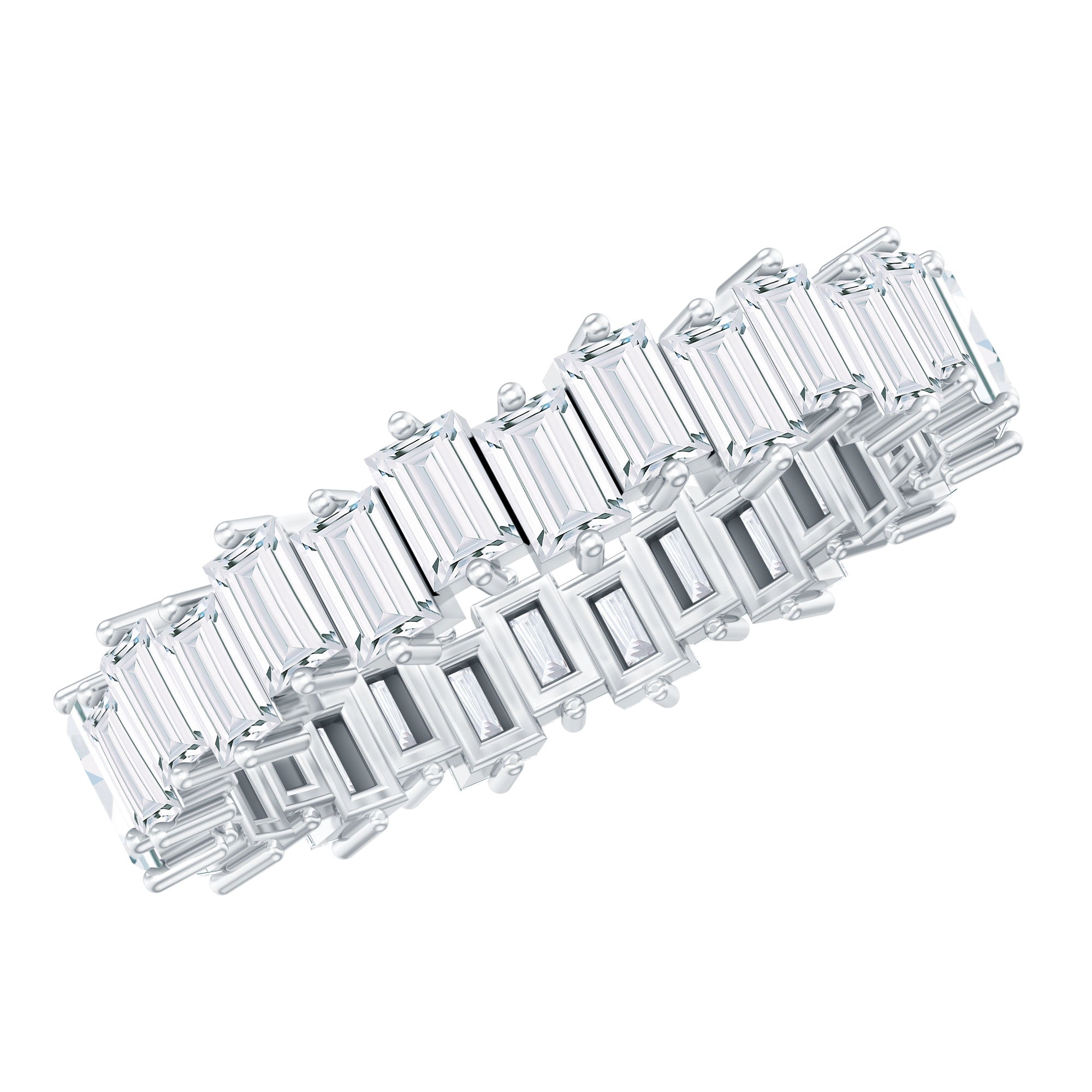 Baguette Shape Moissanite Eternity Wedding Band D-VS1 - Rosec Jewels