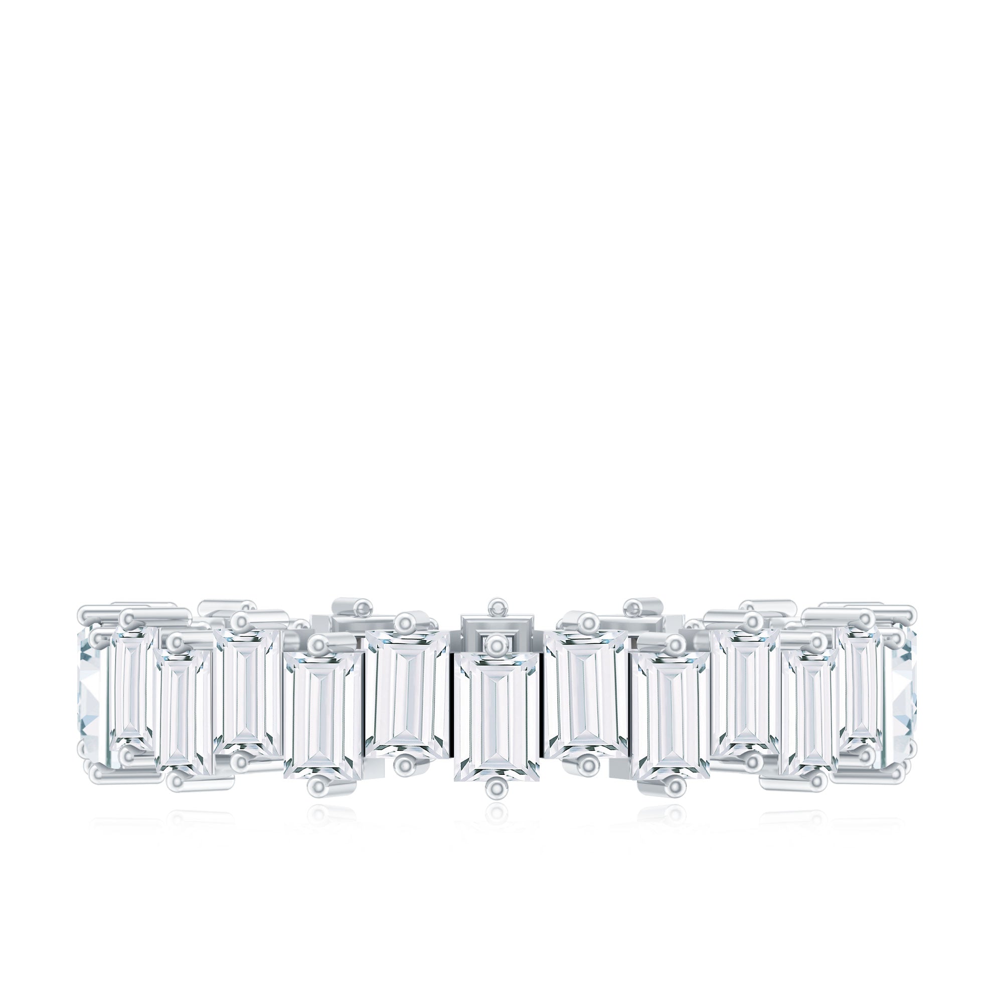 Baguette Shape Moissanite Eternity Wedding Band D-VS1 - Rosec Jewels