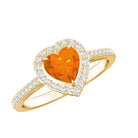1 Carat Heart Shape Fire Opal Engagement Ring with Diamond Halo AAA - Rosec Jewels