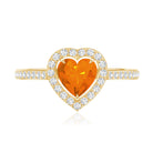 1 Carat Heart Shape Fire Opal Engagement Ring with Diamond Halo AAA - Rosec Jewels