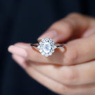 Natural 0.6 Carat Oval Shape Moonstone Engagement Ring With Moissanite AAA - Rosec Jewels