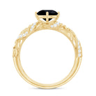 Round Created Black Diamond Vintage Inspired Engagement Ring with Diamond AAAA ( Synthetic ) - Rosec Jewels