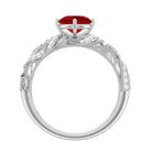 Vintage Looking Lab Ruby and Diamond Engagement Ring AAAA - Rosec Jewels